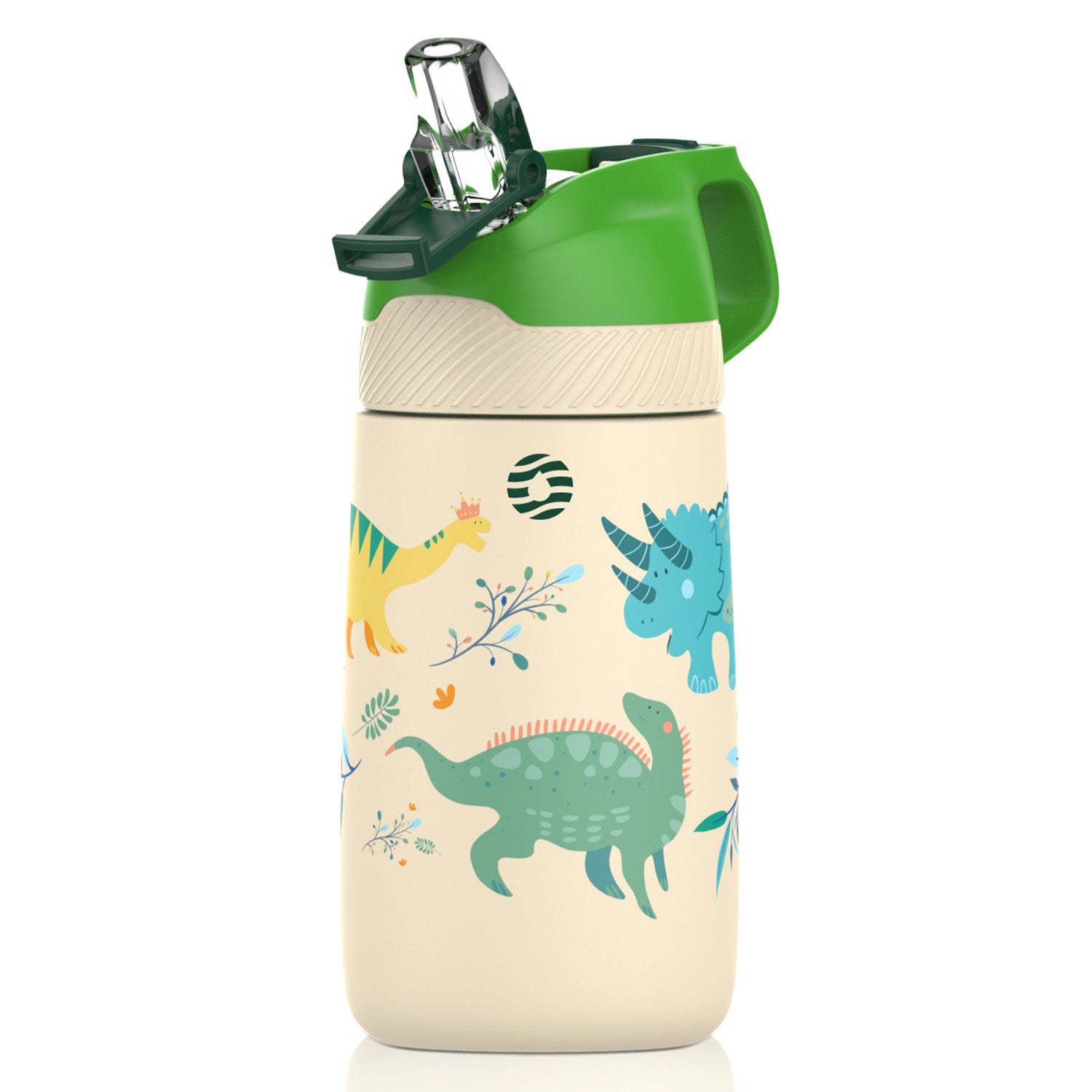 JARLSON® kids water bottle - MALI - insulated stainless steel water bottle  with chug lid - thermos - girls/boys (Dinosaurs 'Mosaic', 18 oz)