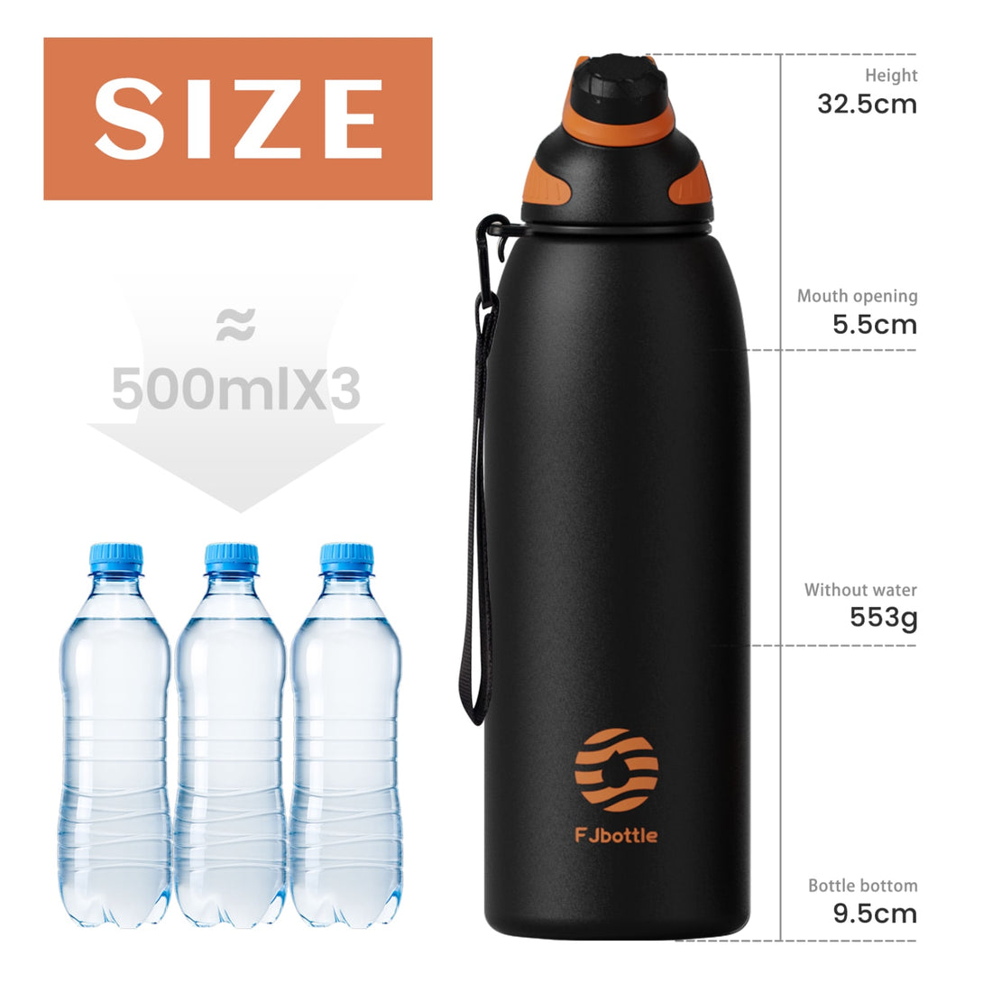 50oz Stainless Steel Sports Insulated Water Bottle Thermo Flask With Magnetic Cup