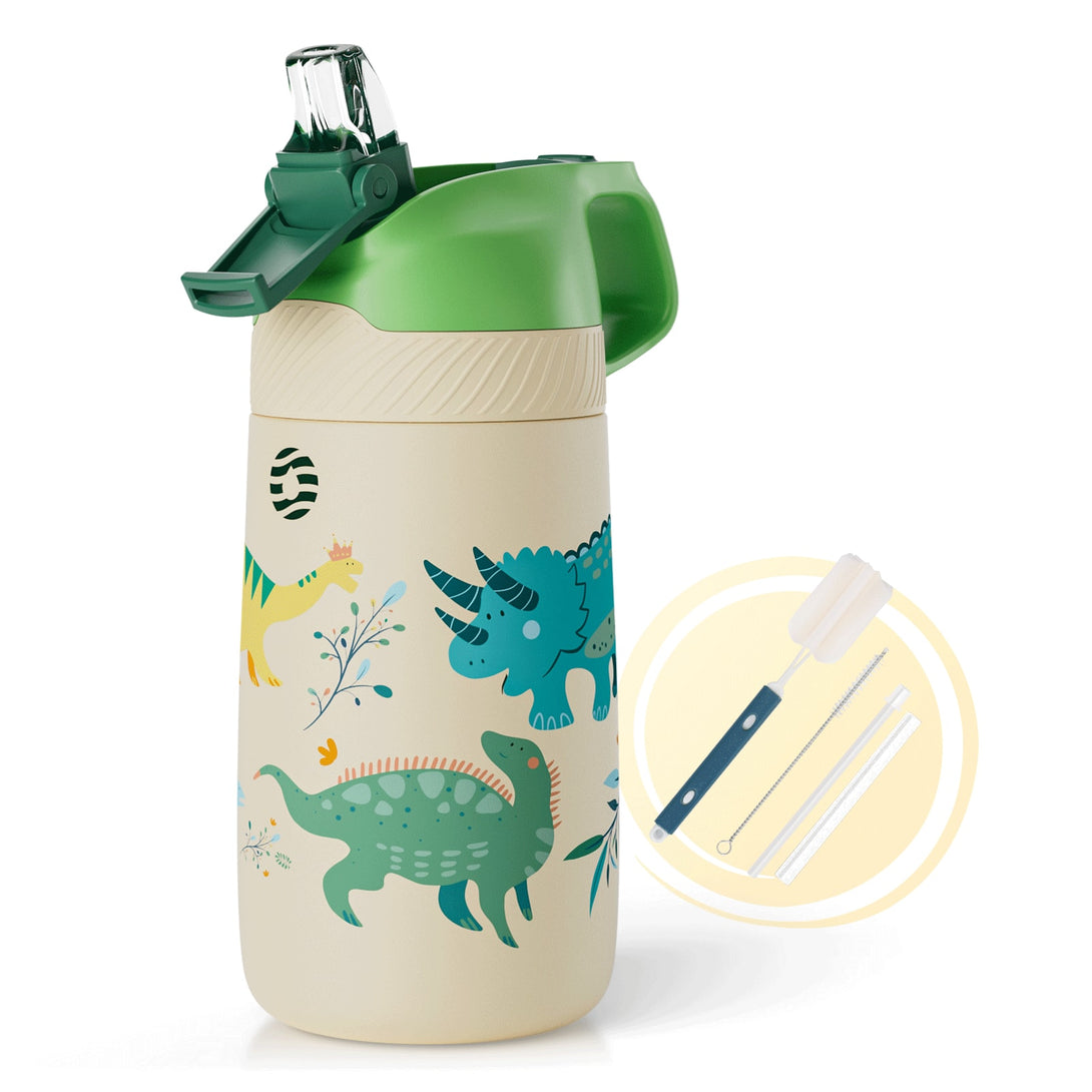 13 oz Stainless Steel Insulated Kids Water Bottle With Straw