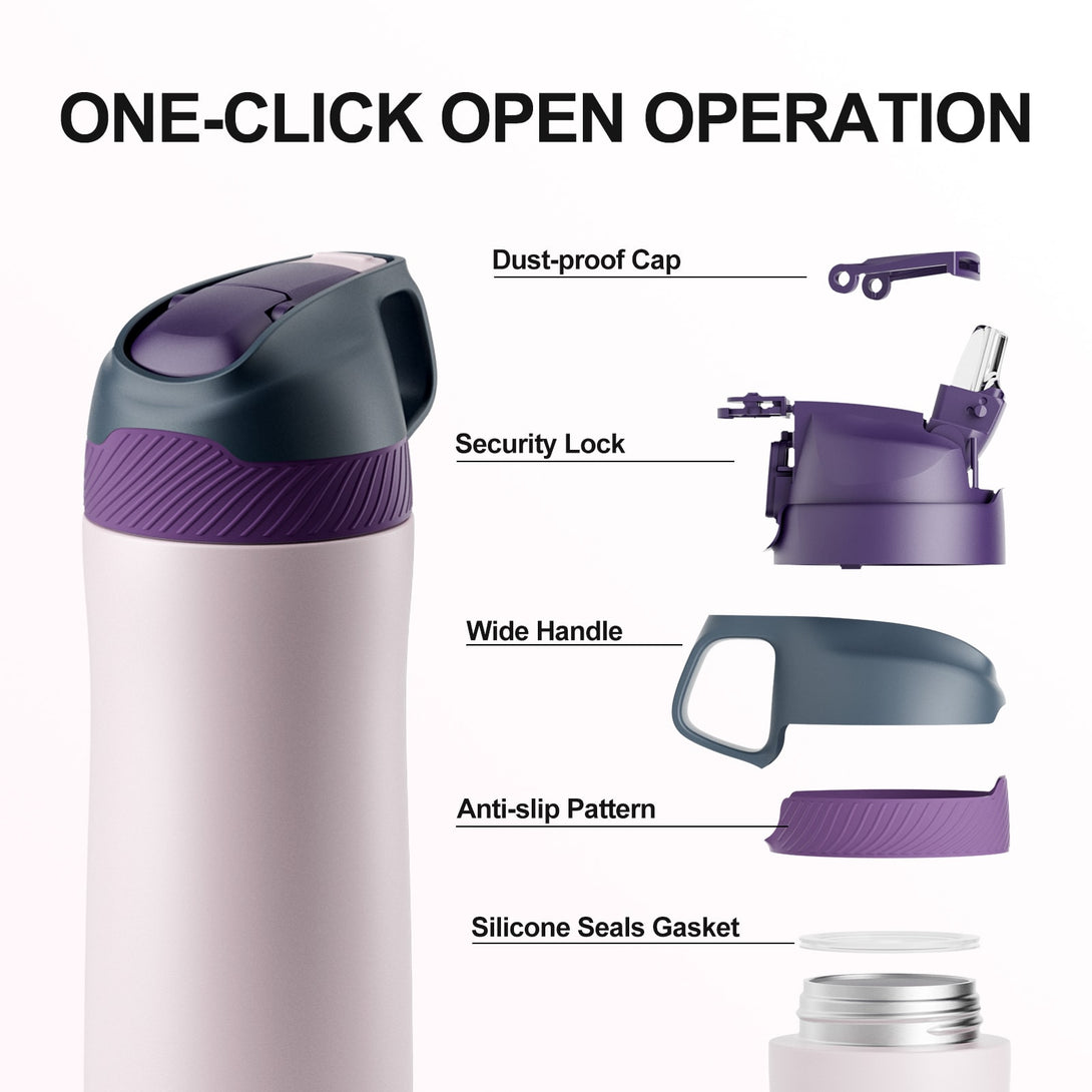 18 oz Stainless Steel Insulated Water Bottle With Straw