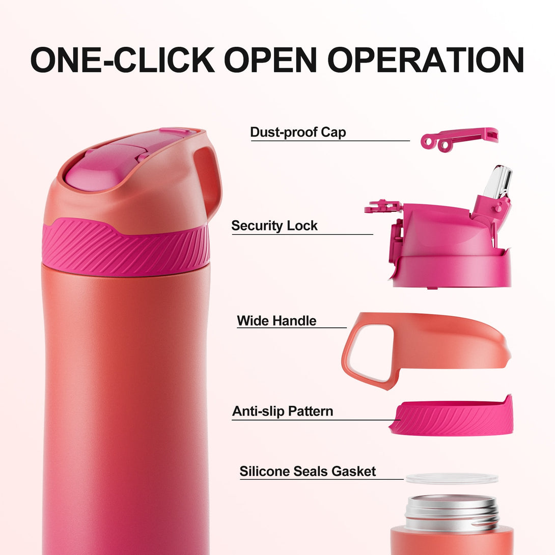 18 oz Stainless Steel Insulated Water Bottle With Straw