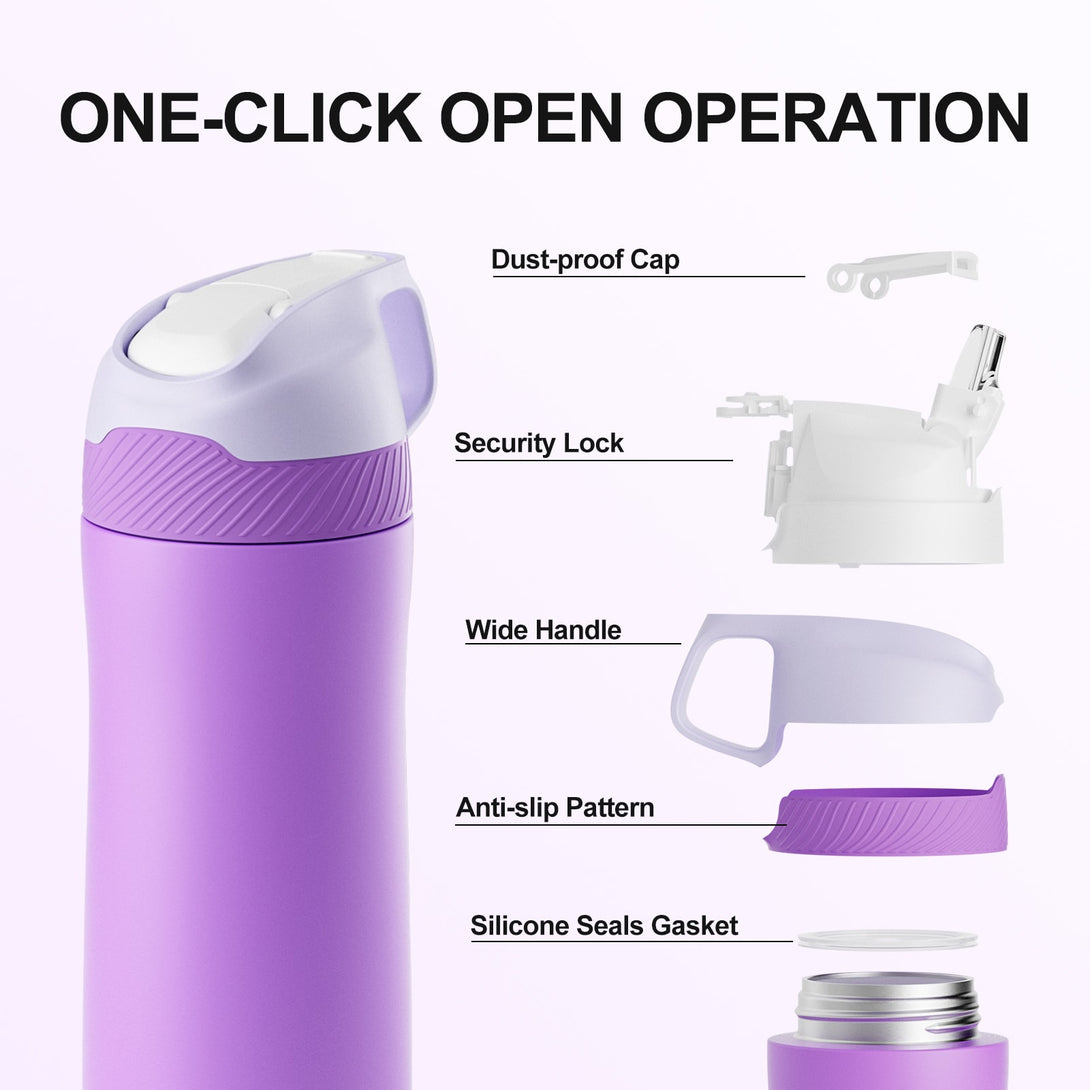 18 oz Stainless Steel Insulated Water Bottle With Straw