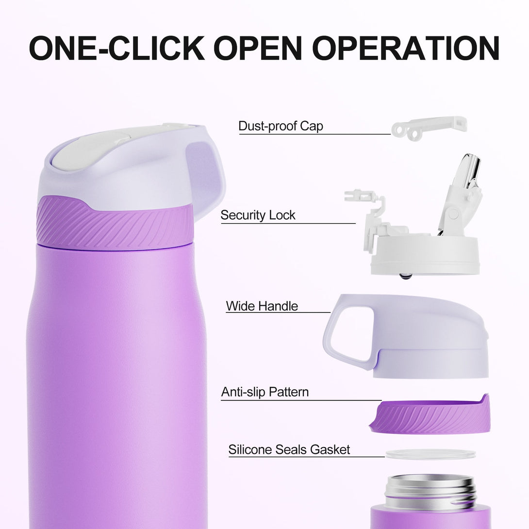 24 oz Stainless Steel Insulated Water Bottle With Straw