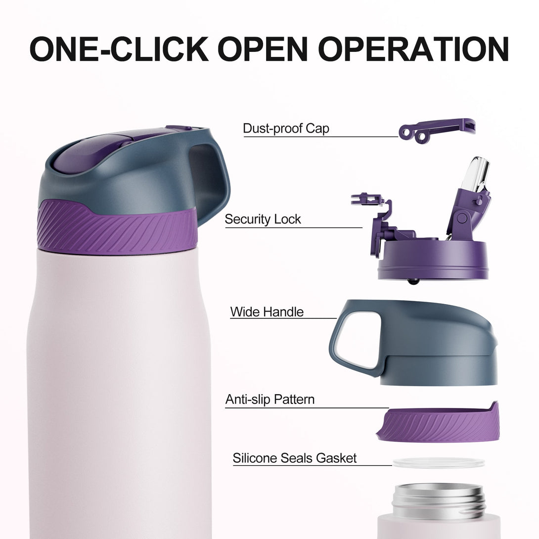 24 oz Stainless Steel Insulated Water Bottle With Straw