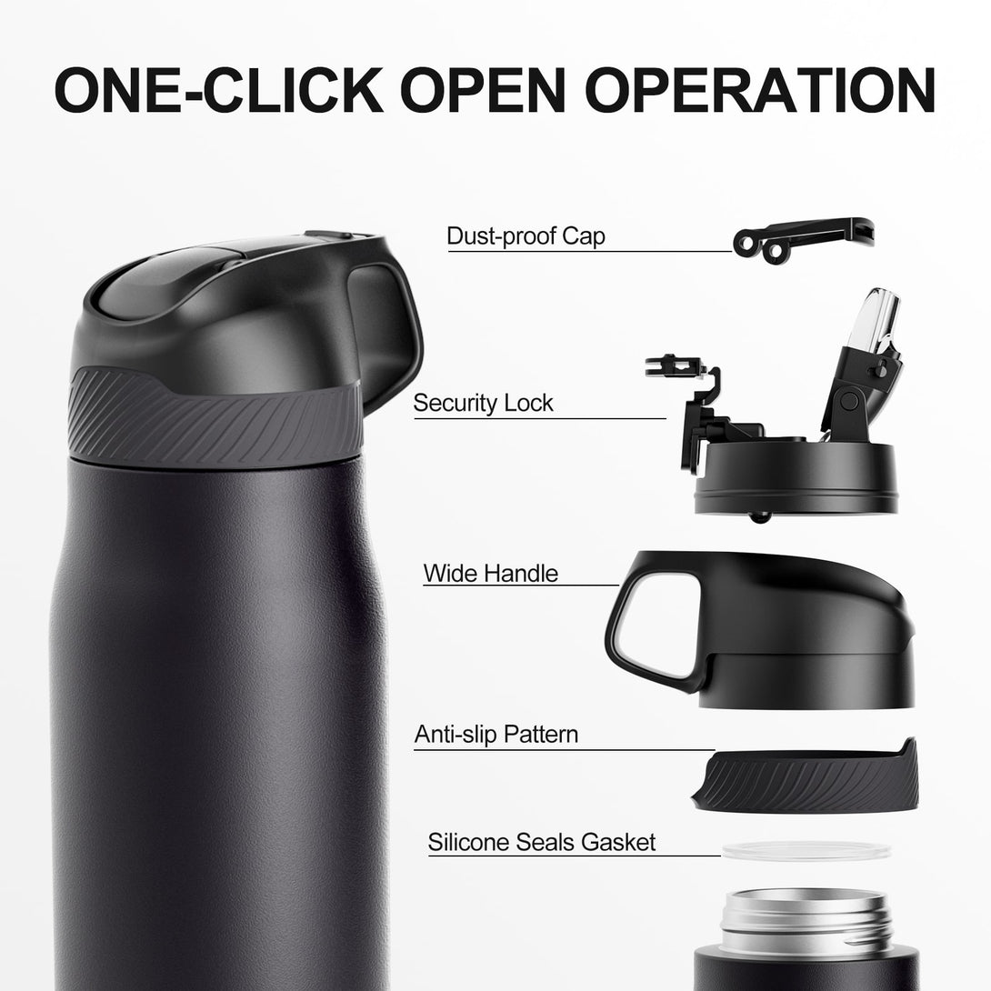 24 oz Stainless Steel Insulated Water Bottle With Straw