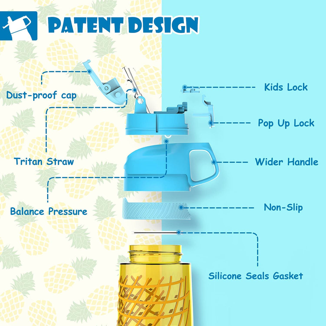 16 oz Kids Plastic Tritan Water Bottle with Straw | FJ Bottle, Yellow