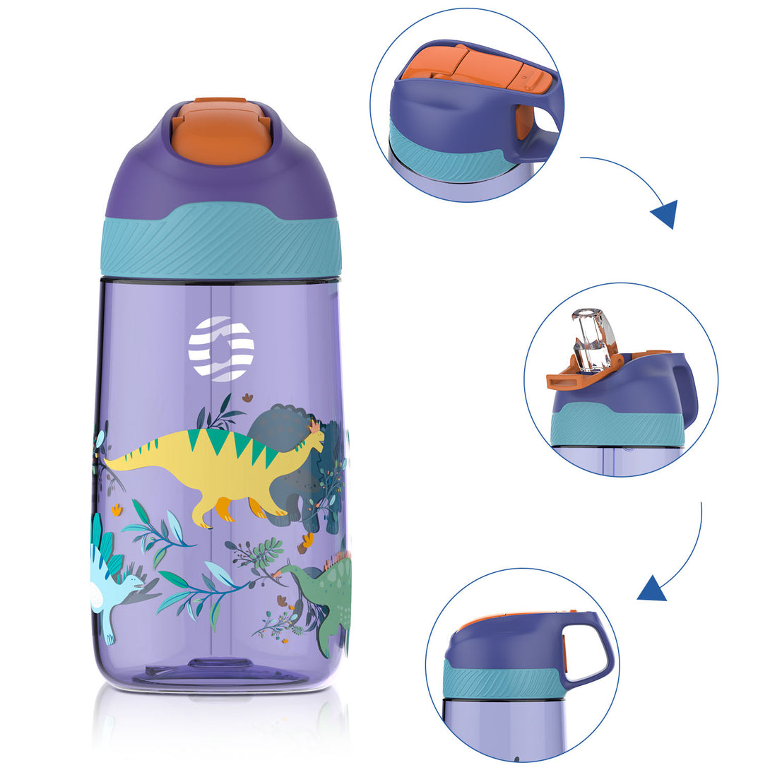 FJbottle 16 oz Kids Water Bottle with Straw for Toddler, Plastic Kids  Bottle for School